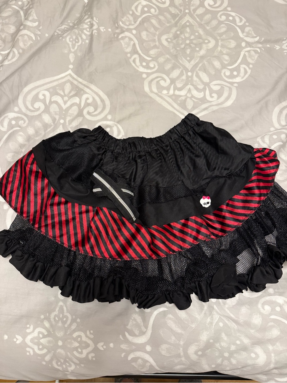 Unique Monster High Black and Red Ruffled Striped Skirt